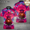 Maxcorners Bowling Neon Cool Bull Retro Wave Multi Options Personalized Name, Team Name Unisex 3D Shirt (4 Colors)