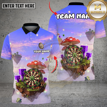 Maxcorners Darts Fantasy Floating Island Minecraft Style Multi Options Personalized Name, Team Name Unisex 3D Shirt (4 Colors)