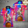 Maxcorners Bowling Disco Angry Bull Neon Party Multi Options Personalized Name, Team Name Unisex 3D Shirt (4 Colors)