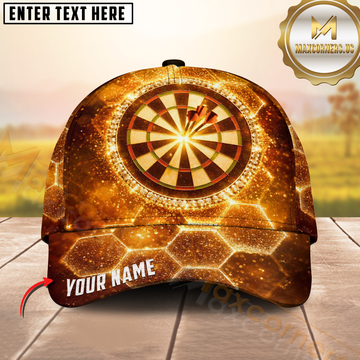 Maxcorners Darts Golden Luxury Honeycomb Dartboard Shine Multicolor Option Personalized Name 3D Cap