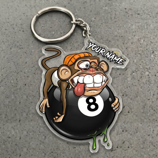 Maxcorners Funny Monkey 8 Ball Goofy Face Multicolor Options Personalized Name, Your Name 3D Keychain