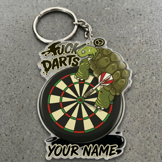 Maxcorners Funny Turtle Dartboard Bullseye Peace Sign Multicolor Options Personalized Name, Your Name 3D Keychain