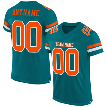 Maxcorners Custom Teal Orange-White Mesh Authentic Football Jersey LM2605