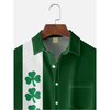 Maxcorners St Patrick‘s Day Shamrock Green And White Hawaiian Golf Shirt, Holiday Hawaiian Shirt, Tropical Vibe Men's Golf Shirt