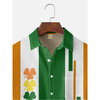 Maxcorners St. Patrick's Day Shamrock Green Orange White Hawaiian Golf Shirt, Tropical Vibe Men's Golf Shirt