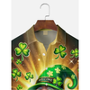 Maxcorners St. Patrick's Day Shamrock Gnome Beer Hawaiian Golf Shirt, Shamrock Golf Shirts, Men's Golf Shirt
