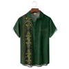 Maxcorners St. Patrick's Day Four Leaf Clover Stripe Green And Gold Hawaiian Golf Shirt, Men's Golf Shirt
