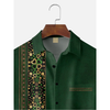 Maxcorners St. Patrick's Day Four Leaf Clover Stripe Green And Gold Hawaiian Golf Shirt, Men's Golf Shirt