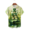 Maxcorners St. Patrick's Day Frog Family Four-Leaf Clover Green Hawaiian Golf Shirt, Tropical Vibe Men's Golf Shirt