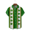 Maxcorners Lucky Clover Leaf St Patrick‘s Day Shamrock Hawaiian Golf Shirt, Tropical Vibe Men's Golf Shirt
