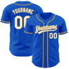 Maxcorners Custom Thunder Blue White-Old Gold Authentic Baseball Jersey LM2605