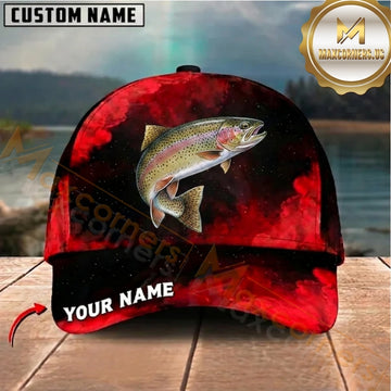 Maxcorners Bold Red Cosmic Design Customized Name Fishing Cap