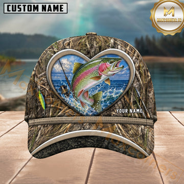 Maxcorners Fishing Heart Camo Ocean Personalized 3D Cap