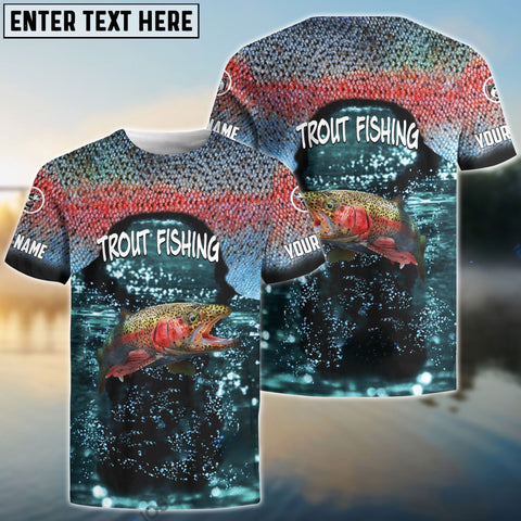 Maxcorners Trout Fishing Colorful Customize Name 3D Shirt