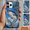 Maxcorners Fishing Blue Ocean Wave Hook Customized Name 3D Cap