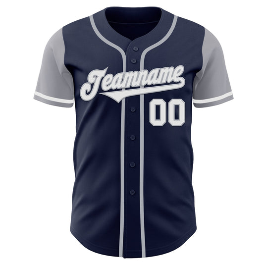 Maxcorners Custom Navy White-Gray Authentic Two Tone Baseball Jersey LM2605