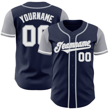 Maxcorners Custom Navy White-Gray Authentic Two Tone Baseball Jersey LM2605