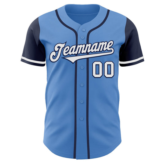 Maxcorners Custom Powder Blue White-Navy Authentic Two Tone Baseball Jersey LM2605