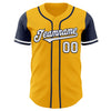 Maxcorners Custom Gold White-Navy Authentic Two Tone Baseball Jersey LM2605