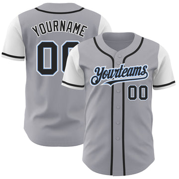Maxcorners Custom Gray Black-Light Blue Authentic Two Tone Baseball Jersey LM2605