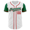 Maxcorners Custom White Kelly Green-Red Authentic Two Tone Baseball Jersey LM2605