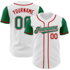 Maxcorners Custom White Kelly Green-Red Authentic Two Tone Baseball Jersey LM2605
