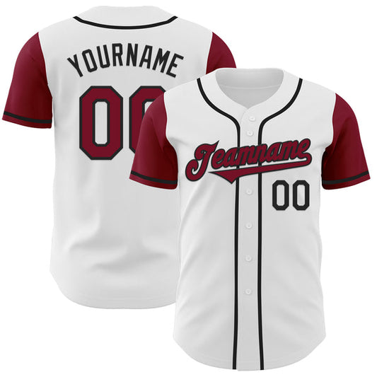 Maxcorners Custom White Crimson-Black Authentic Two Tone Baseball Jersey LM0609