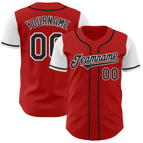 Maxcorners Custom Red Black-White Authentic Two Tone Baseball Jersey
 LM0609