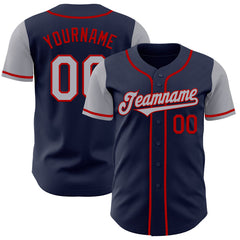 Maxcorners Custom Navy Gray-Red Authentic Two Tone Baseball Jersey LM0609