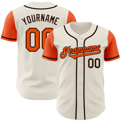 Maxcorners Custom Cream Orange-Brown Authentic Two Tone Baseball Jersey LM0609