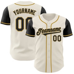 Maxcorners Custom Cream Black-Old Gold Authentic Two Tone Baseball Jersey LM0609