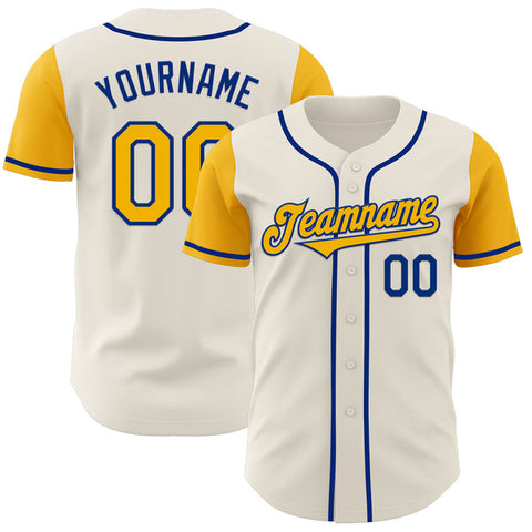 Maxcorners Custom Cream Gold-Royal Authentic Two Tone Baseball Jersey
 LM0609