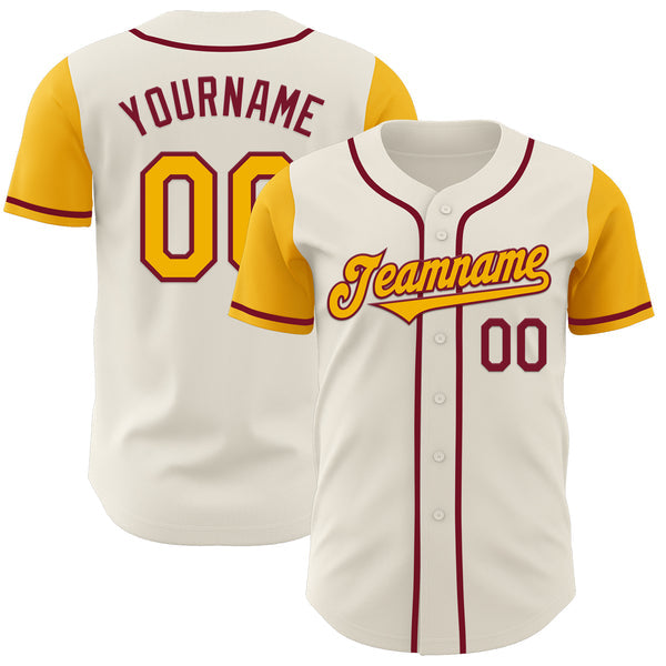 Maxcorners Custom Cream Gold-Crimson Authentic Two Tone Baseball Jersey
 LM0609