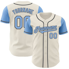 Maxcorners Custom Cream Light Blue-Steel Gray Authentic Two Tone Baseball Jersey LM0609