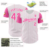 Maxcorners Custom White Pink Pinstripe Pink Authentic Two Tone Baseball Jersey LM2605