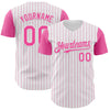 Maxcorners Custom White Pink Pinstripe Pink Authentic Two Tone Baseball Jersey LM2605