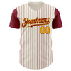 Maxcorners Custom Cream Crimson Pinstripe Gold Authentic Two Tone Baseball Jersey LM2605