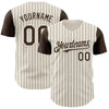 Maxcorners Custom Cream Brown Pinstripe Brown Authentic Two Tone Baseball Jersey LM2605