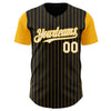 Maxcorners Custom Black Gold Pinstripe White Authentic Two Tone Baseball Jersey LM2605