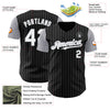 Maxcorners Custom Black Gray Pinstripe White Authentic Two Tone Baseball Jersey LM2605