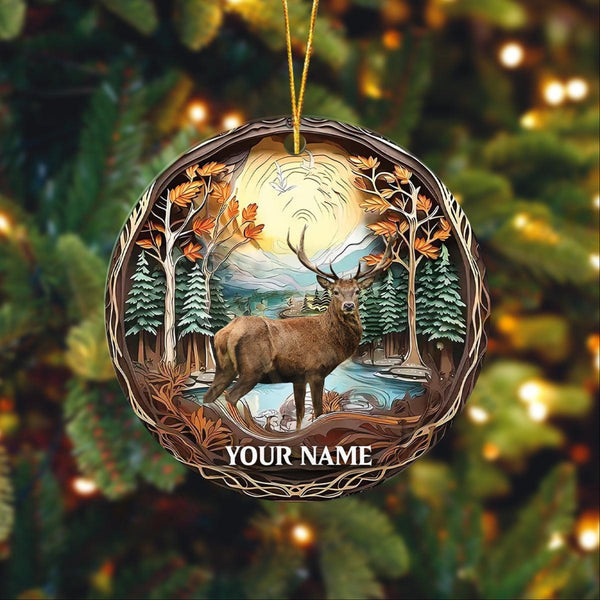 Maxcorners Elk Hunting Customized Name Acrylic Orrnament