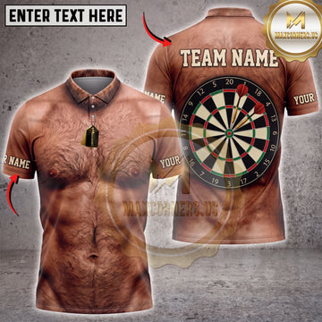 Maxcorners Darts Muscular Tan Body Classic Dartboard Personalized Name 3D Unisex Shirt