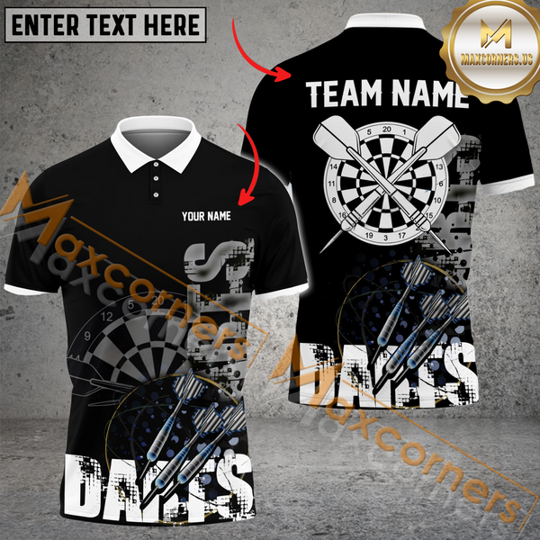 Maxcorners Darts Classic Customized Name, Team Name 3D Polo Shirt