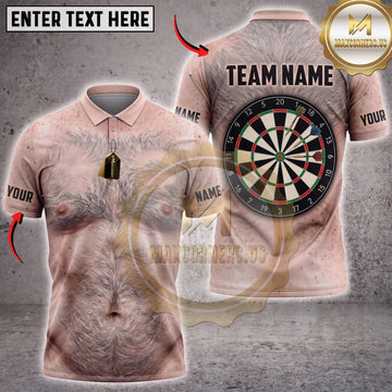 Maxcorners Darts Funny Pale Body Text Tattoo Dartboard Personalized Name 3D Unisex Shirt