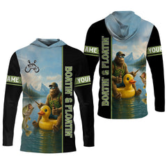 Maxcorners Boatin And Floatin, Bigfoot Fishing Shirt, UPF Fishing Shirts, Men Long Sleeve Shirt, Mens Casual Shirts