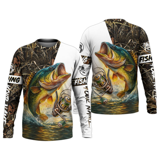Maxcorners Camo Fishing Shirt, Fish Button Up Shirt, Fisherman Gift, UV Protection Clothing, Bass Fishing