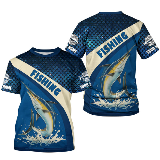 Maxcorners Swordfish Logo Hooded UPF Shirt, Fish Button Up Shirt, Fisherman Outfit, Presents For Fishermen