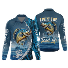 Maxcorners The Reel Life, Fishing UV Shirts, Men Button Down Shirt, Fisherman Gift, Mens Casual Shirts, Crappie Fish