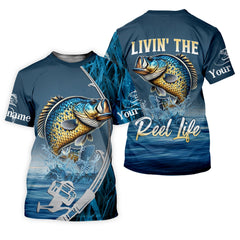 Maxcorners The Reel Life, Fishing UV Shirts, Men Button Down Shirt, Fisherman Gift, Mens Casual Shirts, Crappie Fish