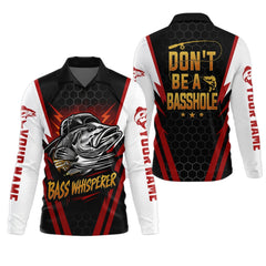 Maxcorners Don't Be A Basshole, Bass Whisperer, Funny Fishing Shirt, UV Protection Shirt, Men Long Sleeve Shirt